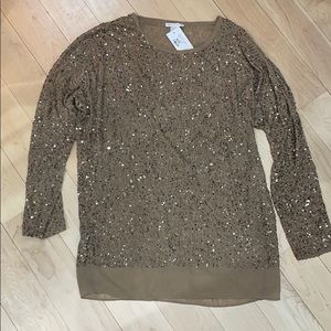 Gold Hawk Sequin Sheer Tunic/Mini Dress